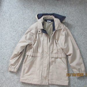 tan rain coat